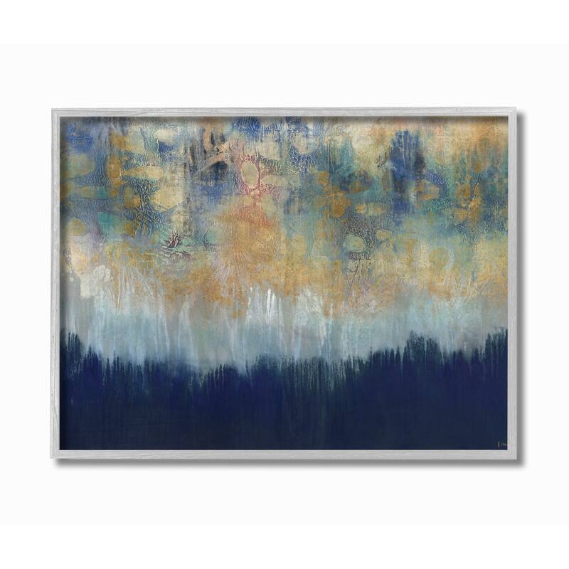 Stupell Abstract Gold Blue Textured Surface Painting Framed Giclee Texturized Art by Third and Wall