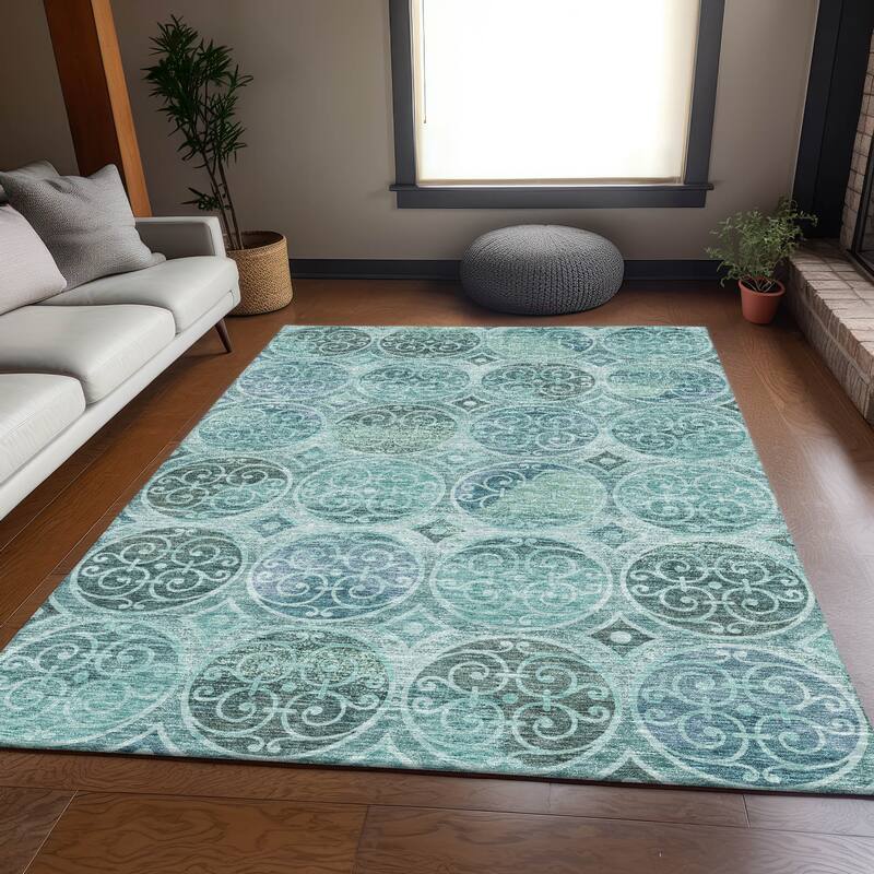 Machine Washable Indoor/ Outdoor Chantille Vintage Medallions Rug