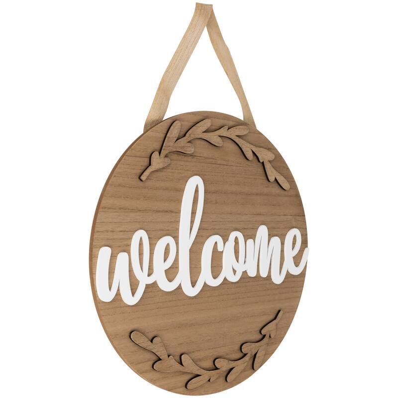 Welcome Daily Branches Wooden Wall Sign - 15.75"