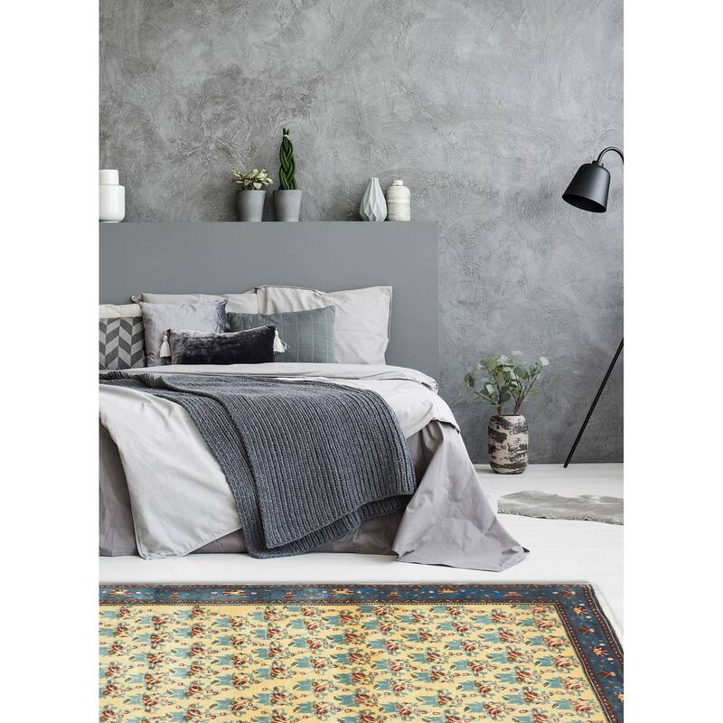 ECARPETGALLERY Hand-knotted Kayseri Vintage Cream Wool Rug - 5'5 x 7'7