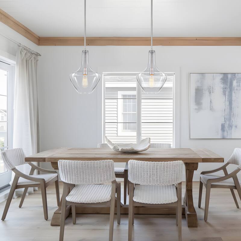 Starsky 1-light Modern Teardrop Pendant Light with Thick Clear Glass Shade