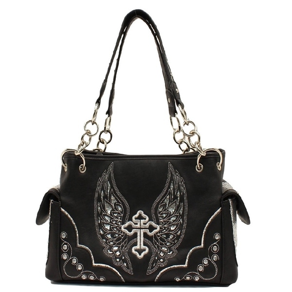 Blazin Roxx Western Handbag Womens Satchel Cross Wings Black N7558401 ...