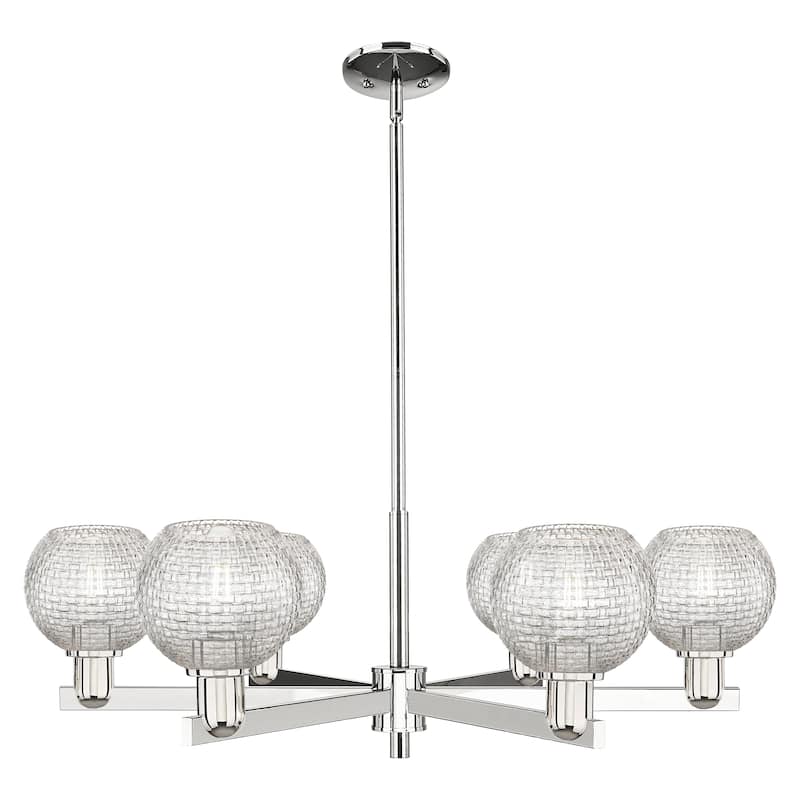 Innovations Lighting Endless Possibilities Arcadia - Athens - 6 Light 36" Basketweave Stem Hung Chandelier - Polished Nickel