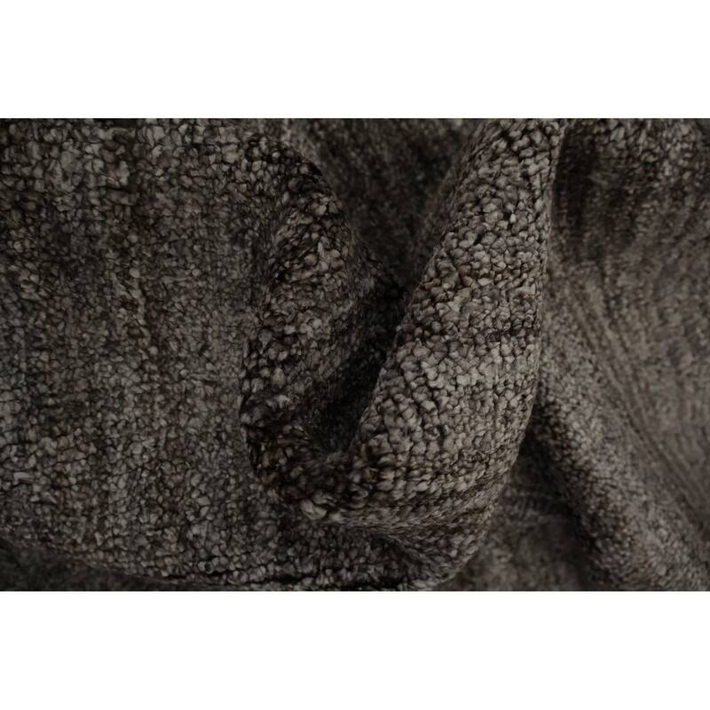 Hand Knotted Oriental Silk Carpet Tribal Contemporary Greys & Charcoal Gabbeh Area Rug - 12' 11'' X 9' 6''