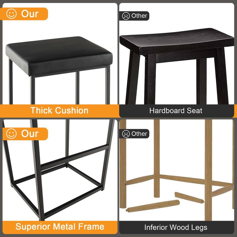 Costway 30" Barstools Set of 2 Upholstered Bar Height Chairs PU - See Details