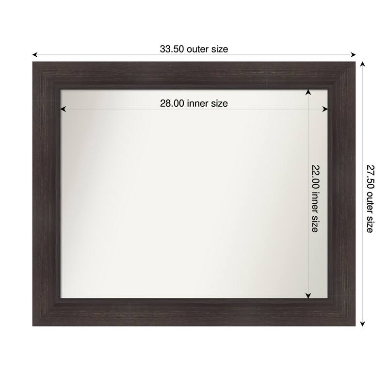 Sloped Non-Beveled Framed Wall Mirror - 34 x 28 in - Sloped Espresso