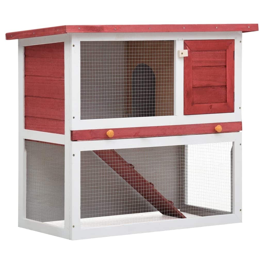 vidaXL Outdoor Rabbit Hutch 1 Door Red Wood - 35.4"x17.7"x31.5"