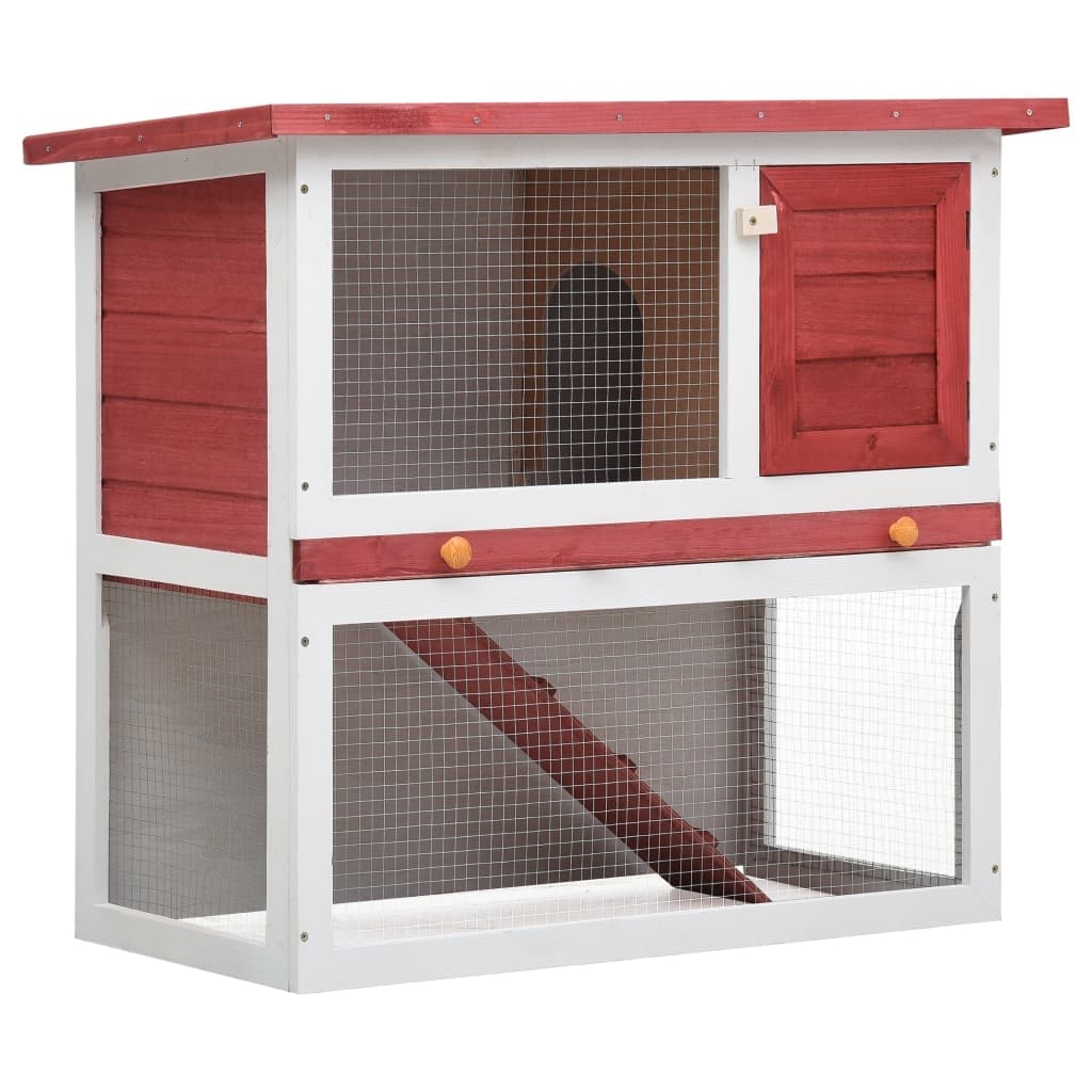 vidaXL Outdoor Rabbit Hutch 1 Door Red Wood - 35.4"x17.7"x31.5"