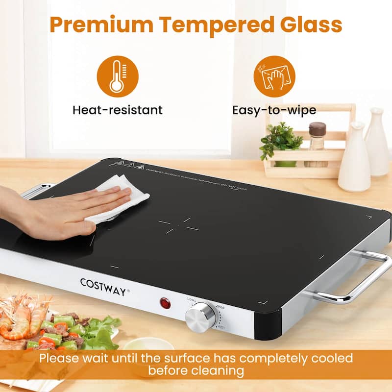 Costway 1/2/3/4PCS 16" x 12" Electric Warming Tray Tempered Glass Food