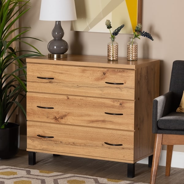 Baxton Studio Maison Modern and Contemporary Oak Brown Finish Wood 3-Drawer Storage Chest Baxton Studio Maison Modern and Contemporary Oak Brown Finish Wood 3-Drawer Storage Chest