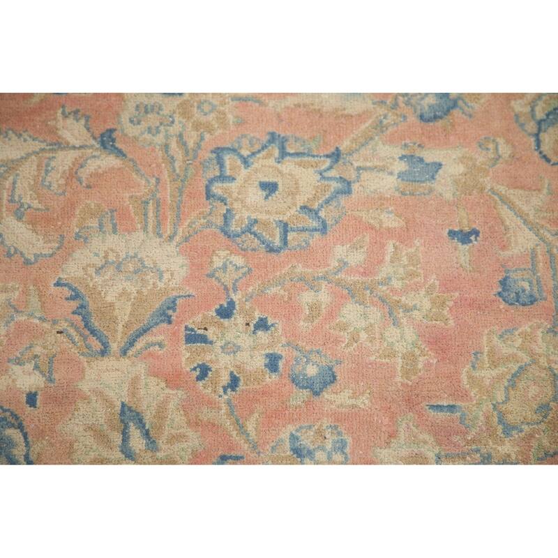 Hand Knotted Oriental 100% Wool Carpet Traditional Floral Pink Mashad Area Rug - 12' 6'' X 9' 6''