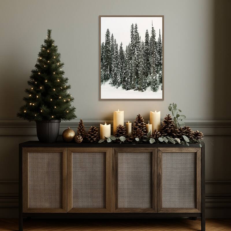 Winter Trees I by Justine Milton (23 x 30 in.), Framed Canvas Wall Art Print - Sylvie Dark Gold