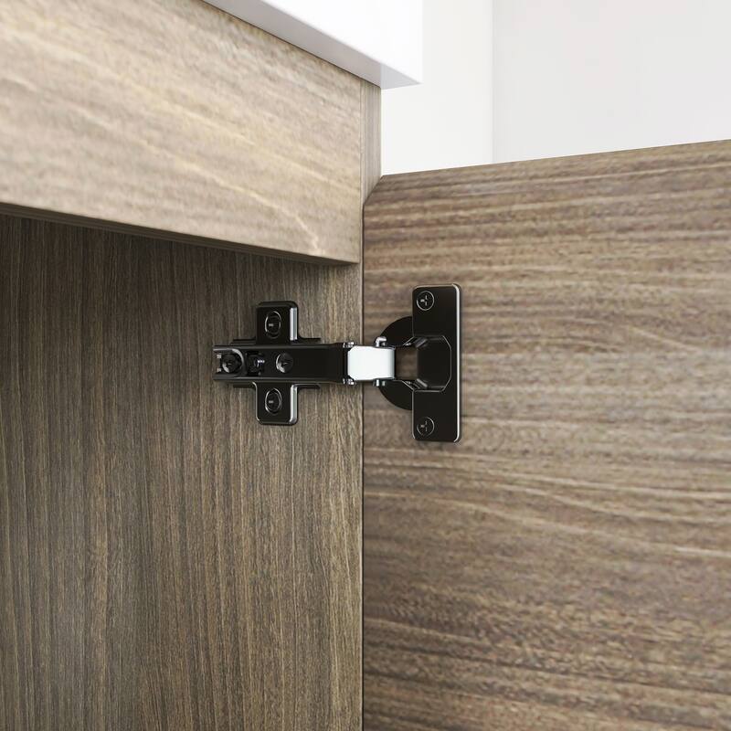 Modern Wall-Mounted Bathroom Vanity with White Solid Surface Top