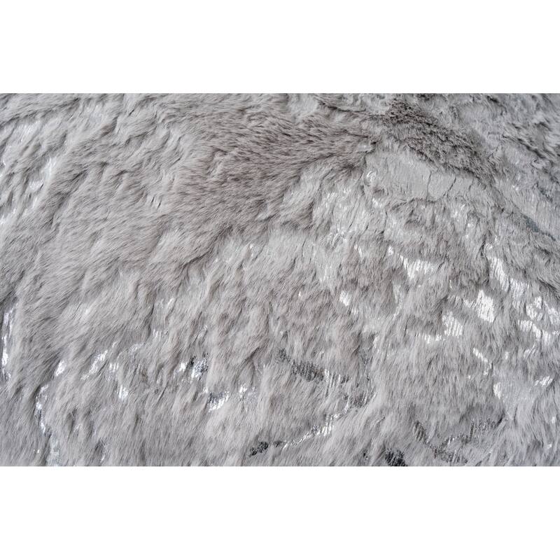 Chryso Collection Faux Fur Pillow with Foil Accents
