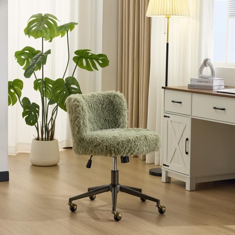 Plush Velvet Swivel Chair Antique Bronze Base With Wheels