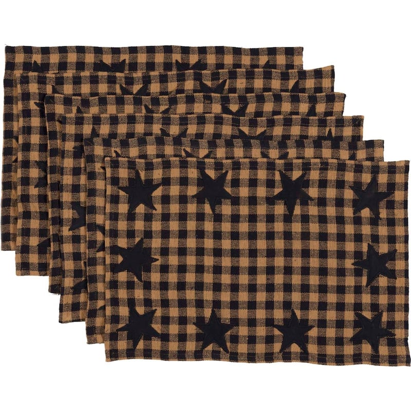 Primitive Tabletop Kitchen Star Placemat Set of 6 Cotton Star - Placemat 12x18