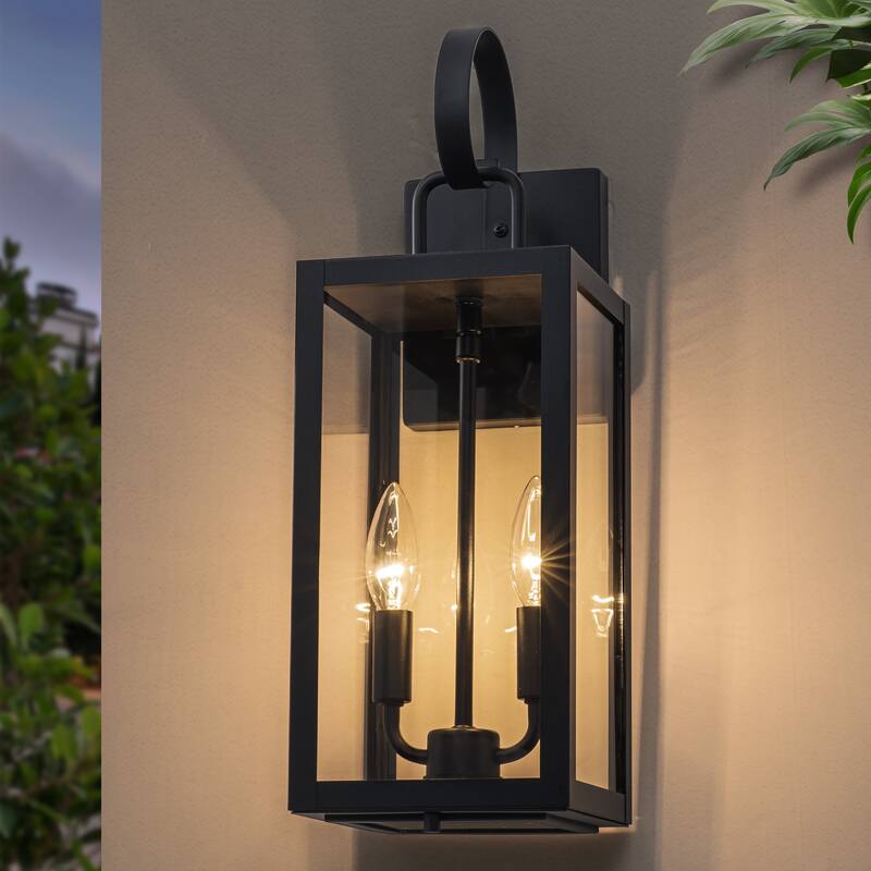 C Cattleya 1 Pack 2-Light 18.25-in Matte Black Outdoor Wall Light with Close Bottom