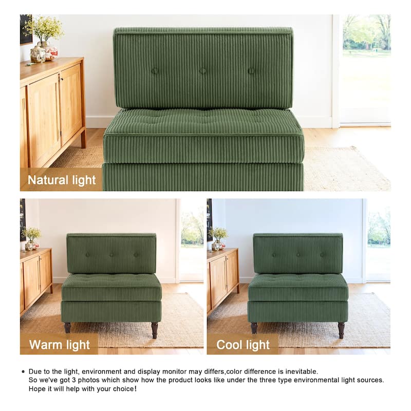 32.57" W Upholstered Corduroy Armless Accent Chair