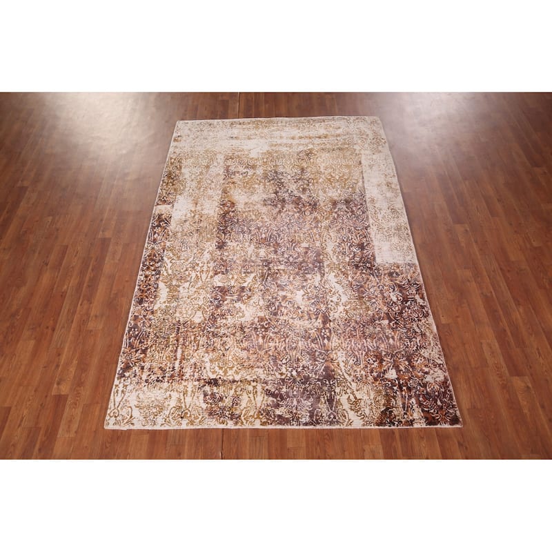 All-Over Abstract Modern Area Rug Hand-Knotted Wool Carpet - 5'4" X 7'10"