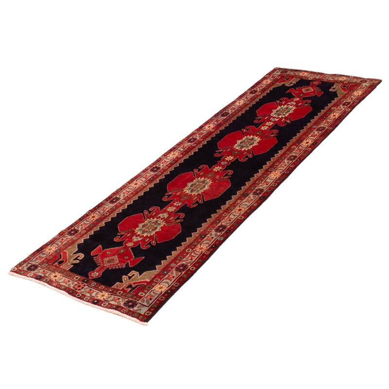 ECARPETGALLERY Hand-knotted Konya Anatolian Navy, Red Wool Rug - 3'1 x 9'7