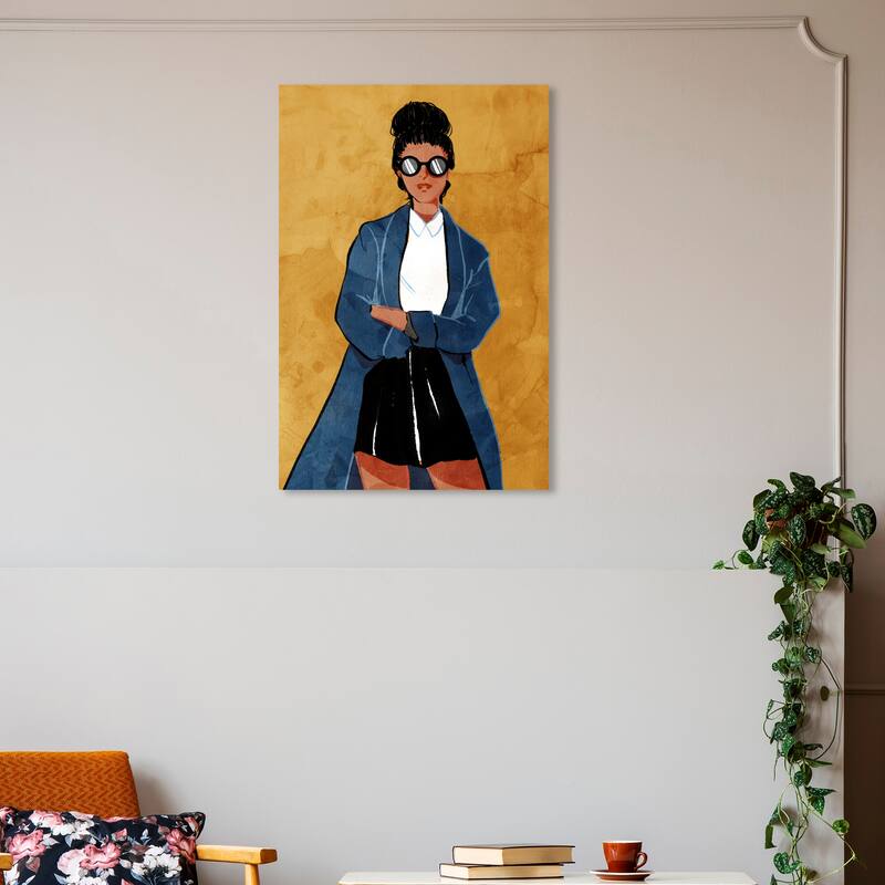 Wynwood Studio Canvas Fashion and Glam Fall Coattail Yellow and Dark Yellow Modern & Contemporary Wall Art Canvas Print - 30 x 20