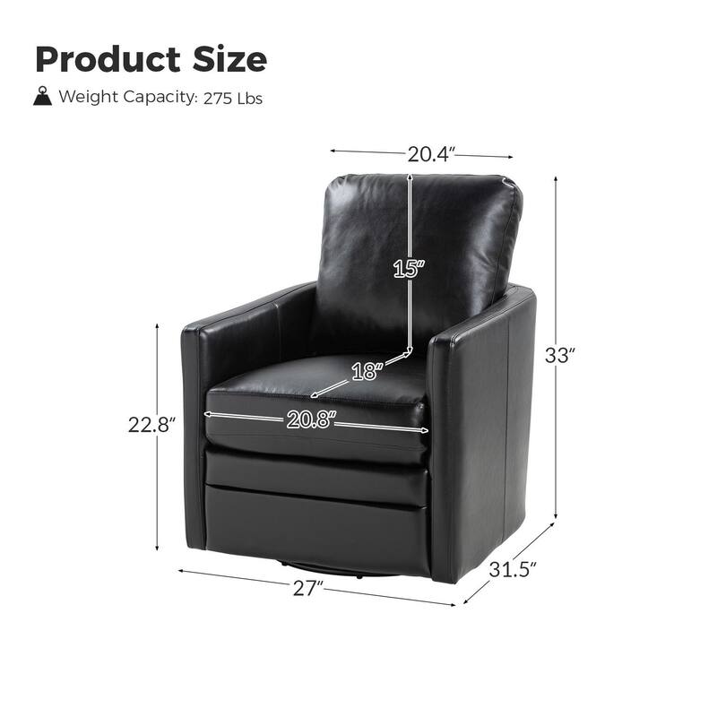 Terrance Transitional Swivel Faux Leather Barrel Chair with Metal Base Set of 2
