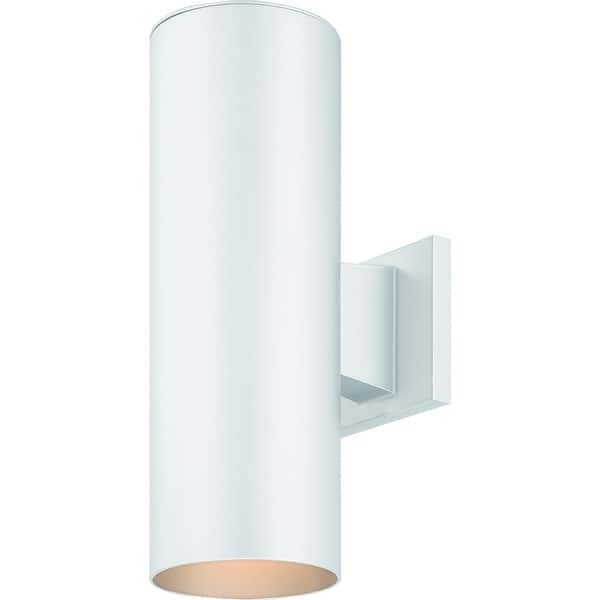 slide 1 of 1, Volume Lighting 2-Light White Outdoor Cylinder Wall Mount