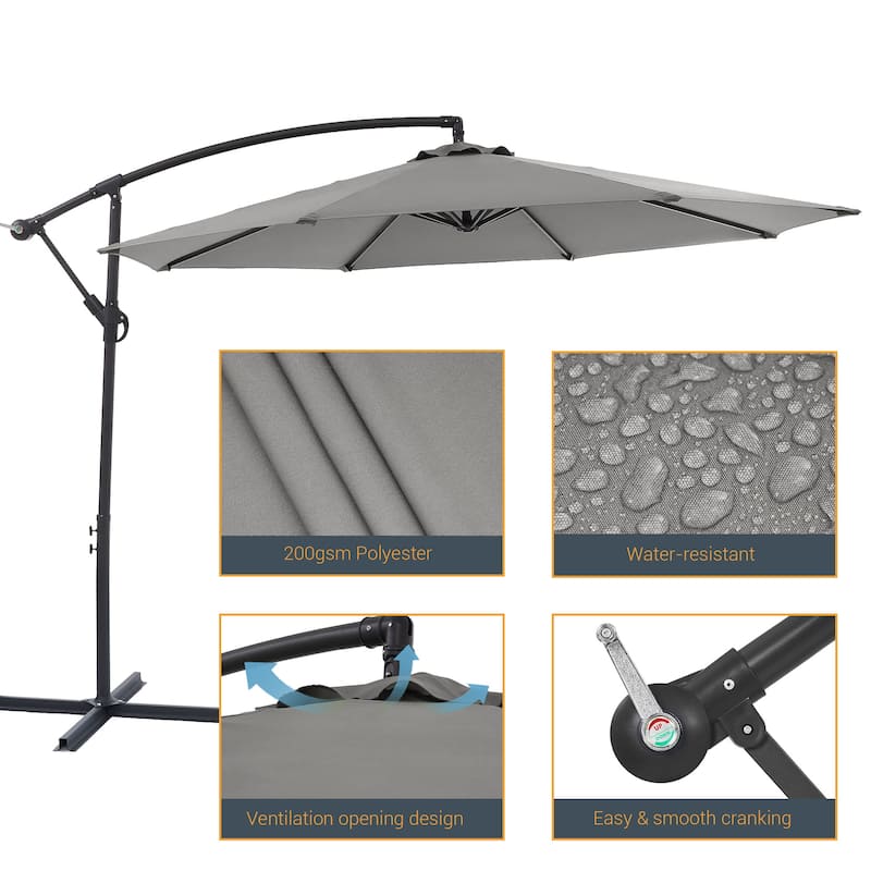 BONOSUKI 10ft Patio Offset Umbrella,w/Crossed Base Cantilever Umbrella
