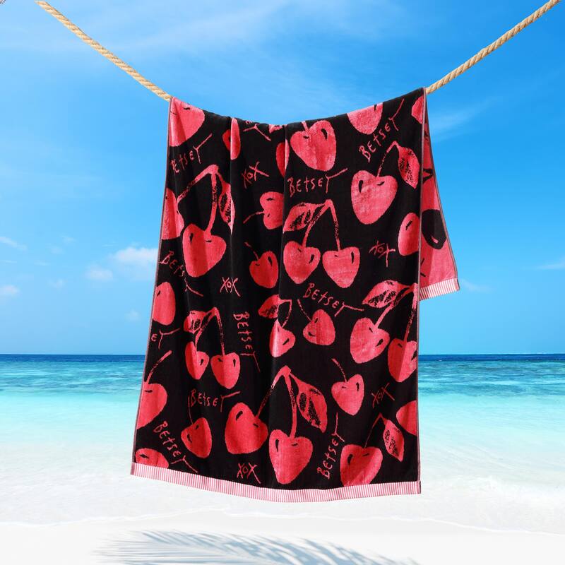 Betsey Johnson Printed Beach Towel - 36 x 72 - Cherry Love