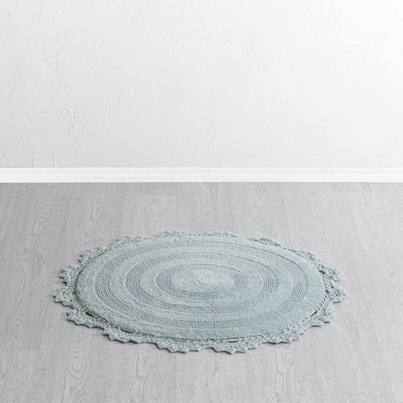 MH London Winchester Cotton Round Bathroom Rug - Soft Bath Mat