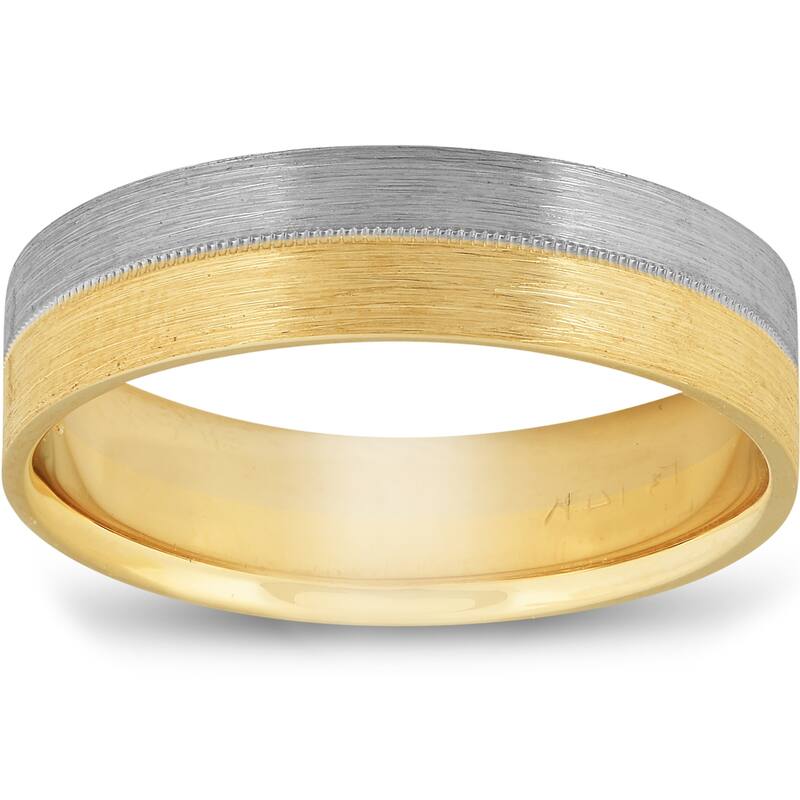 Matte Finish Two Tone Wedding Band Gold