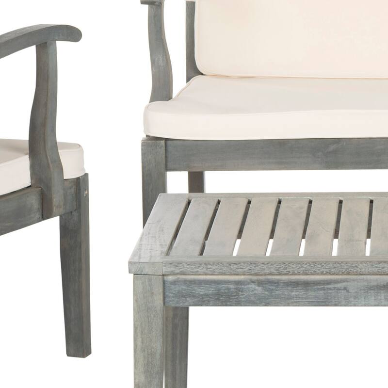 SAFAVIEH Outdoor Maryam Acacia Wood 4-Piece Patio Set - 48W x 32D x 25H