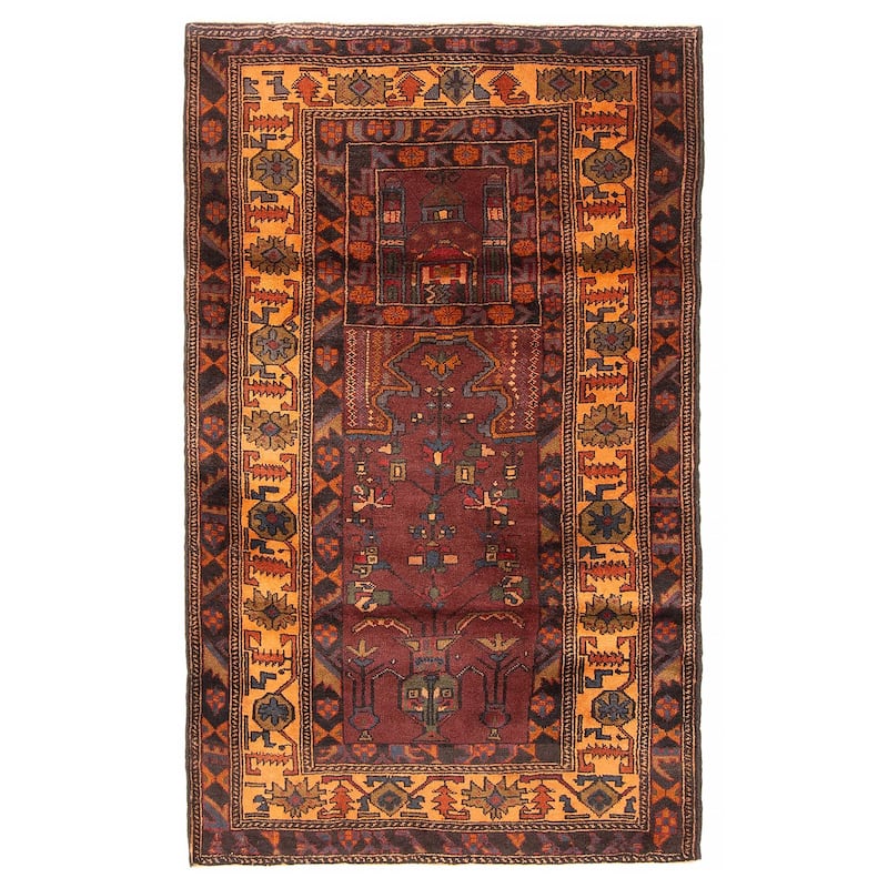 Teimani Red Rug 2'10" x 4'10" - 2'10 x 4'10 - Dark Red - 2'10 x 4'10
