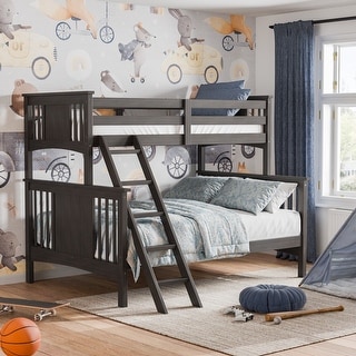 Furniture of America Daan Traditional Twin over Full Solid Wood Bunk ...