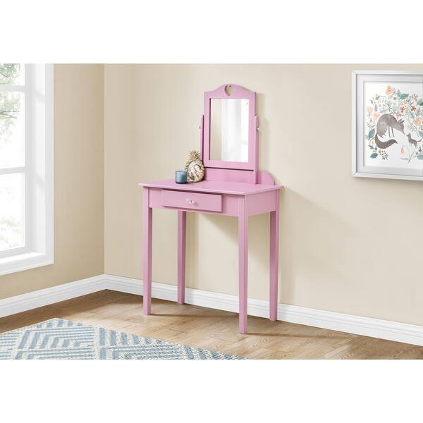 Shop 52 Pink And Clear Decorative Vanity Mirror And Storage Drawer With A Curved Top Frame And Cut Out Heart On Sale Overstock 31765575
