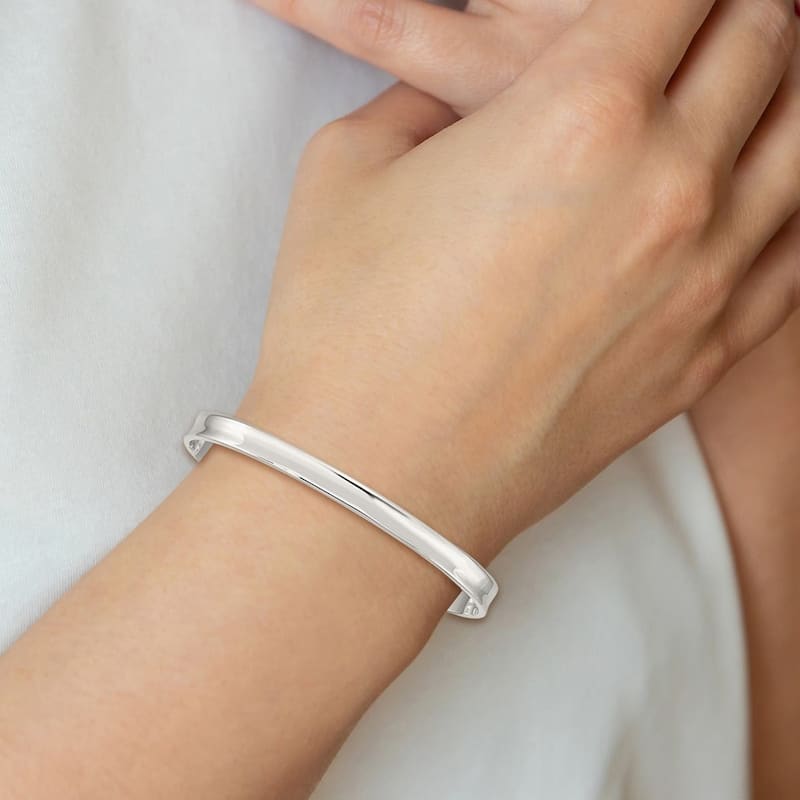 Curata 925 Sterling Silver 5mm Concave Polished Cuff Bangle Bracelet
