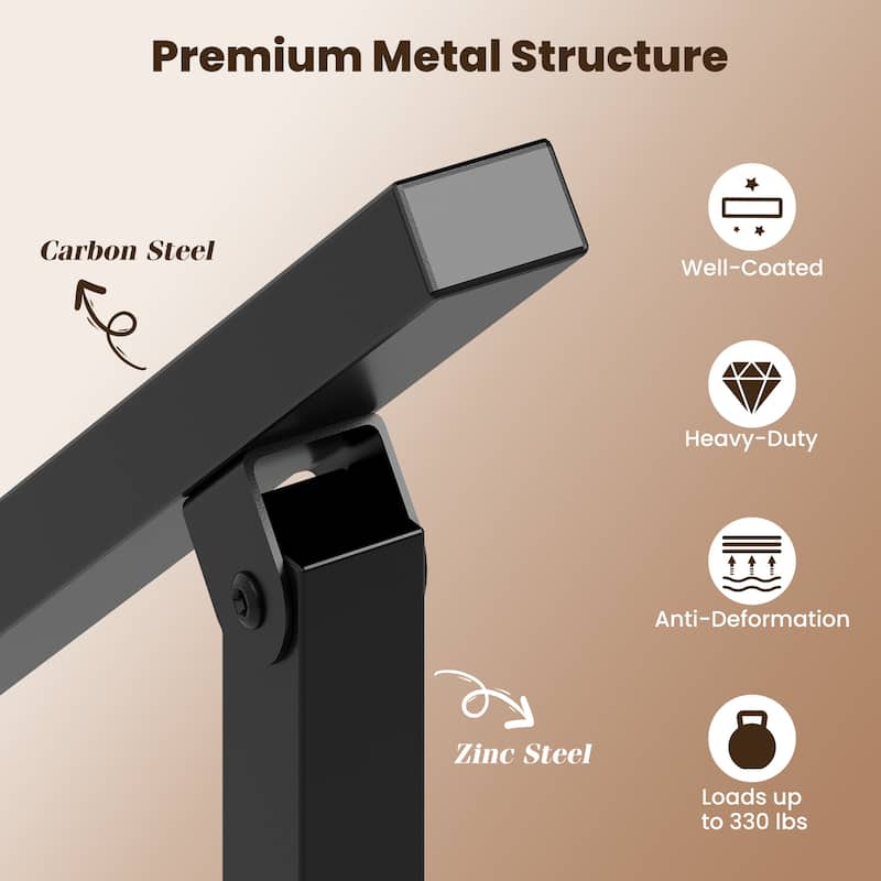 Gymax 2PCS Metal Handrail 0-6 Steps w/Flexible Angle Adjustment