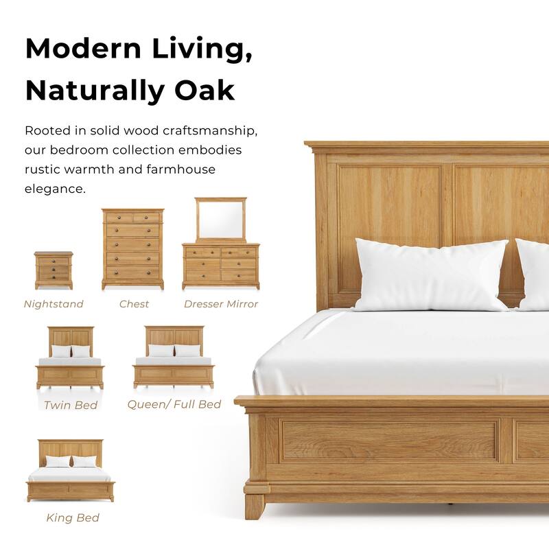 Furniture of America Wellington Farmhouse Natural Oak 2-Piece Wood Kids Bedroom Set