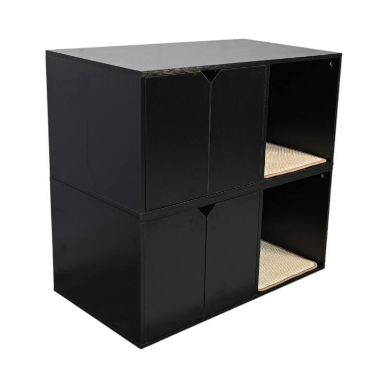 35.83" Cat Litter Box Enclosure Hidden Furniture (Scratch Pad Included), Cat House with Corrugated Cardboard Scratching Pad