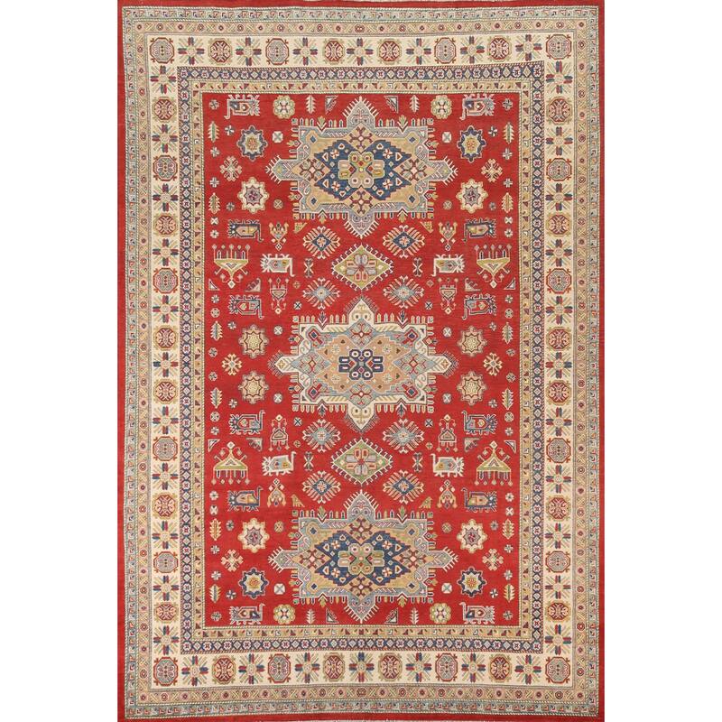 Red Kazak Oriental Area Rug Hand-Knotted Living Room Wool Carpet - 8'5"x 11'6"
