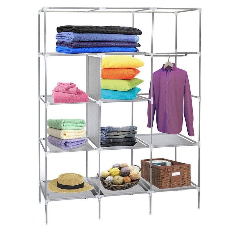 69" Portable Closet Wardrobe Clothes Rack Storage Organizer & Shelf