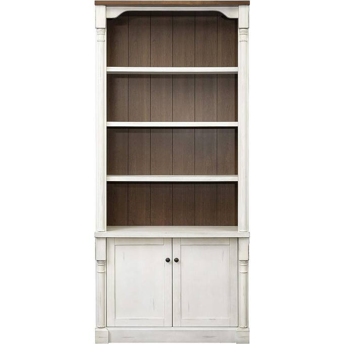 Rustic 8' Wood Bookcase With Doors, Storage Cabinet, White - 42W x 94H x 16D