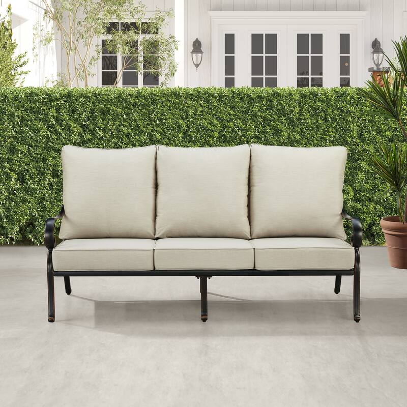 Black Aluminum Deep Seating Deep Seating Sofa with Cushions