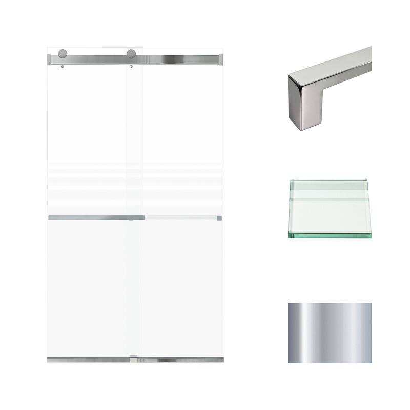 Brianna 48 in. W x 80 in. H By-Pass Frameless Shower Door with Frosted Glass - 44-48-in W x 80-in H - Polished Chrome