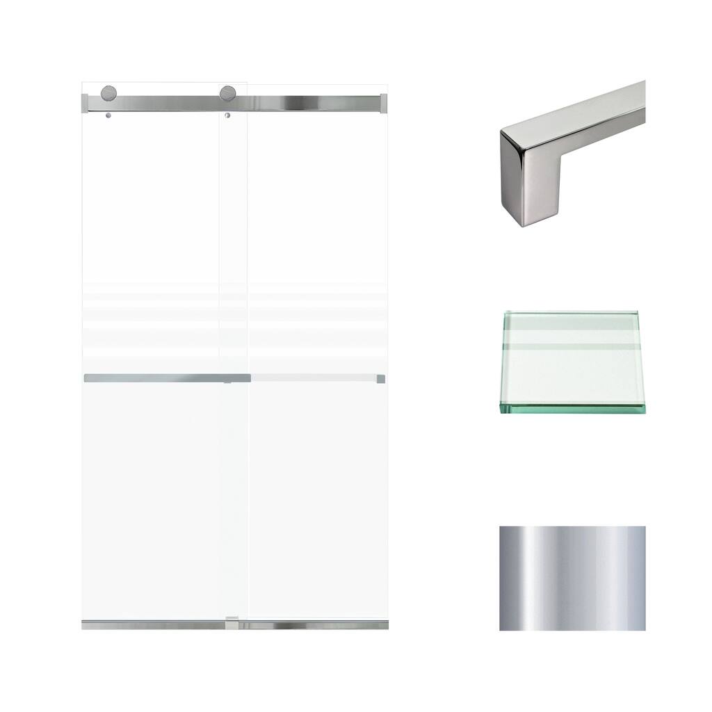 Brianna 48 in. W x 80 in. H By-Pass Frameless Shower Door with Frosted Glass - 44-48-in W x 80-in H