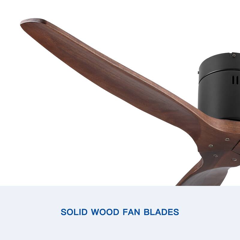 Solid Wood Low Profile Ceiling Fan with Reversible DC Motor, 52 Inch 6 Speed Ceiling Fan with Remote Control