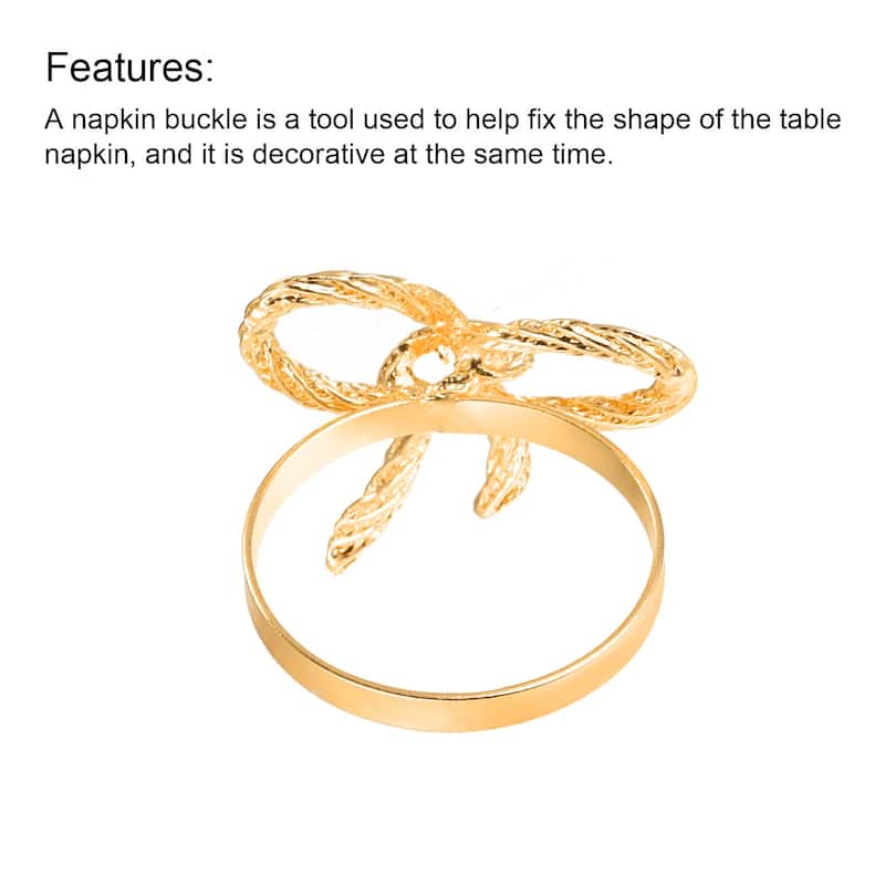 Metal Napkin Rings, 8pcs Bow-knot Napkin Ring Holder Set, Gold Tone - Gold Tone - 38mm