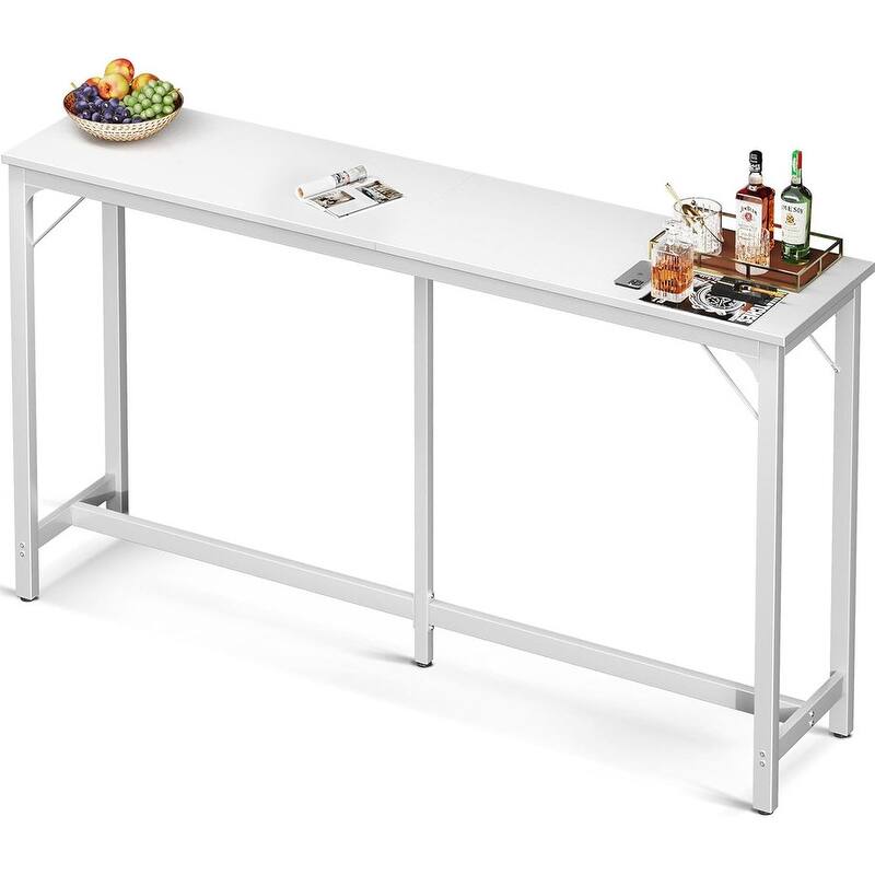71 Inch Bar Table, Bar Height Pub Table with Sturdy Legs - White