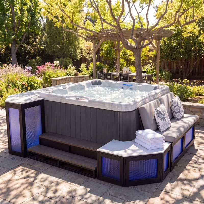 Gold Signature Hot Tub Surround in Dark Gray (8-Piece) - N/A