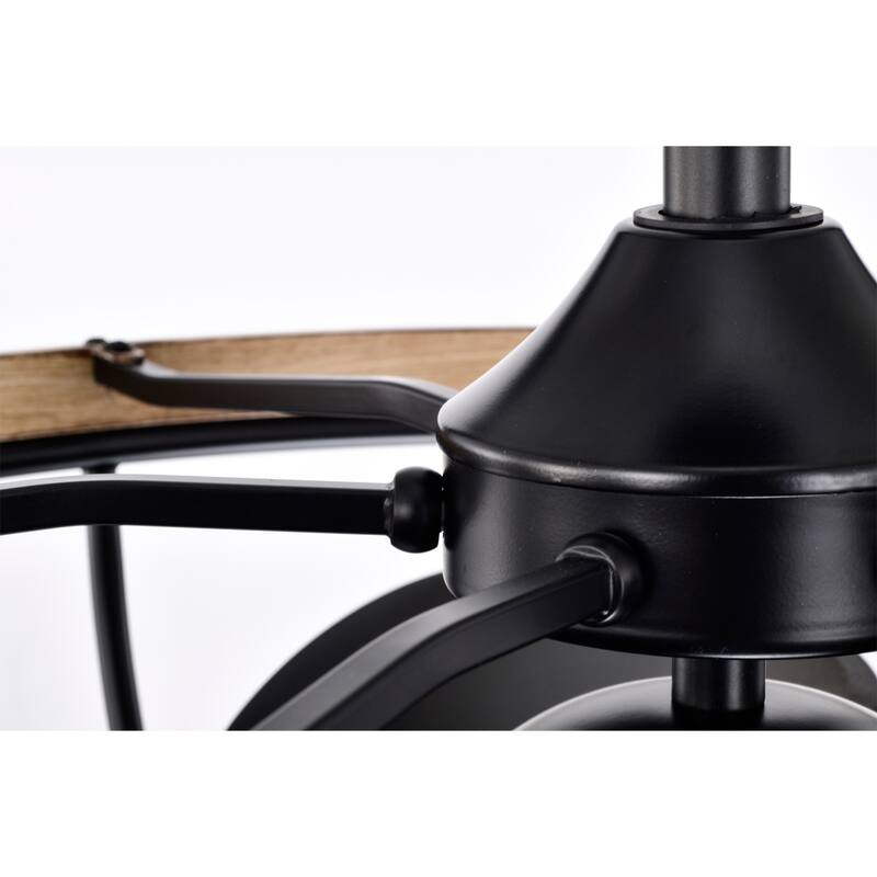 Adeline 26 Inch Imitation Wood Grain Matte Black Finish Ceiling Lighted Fandelier with Remote